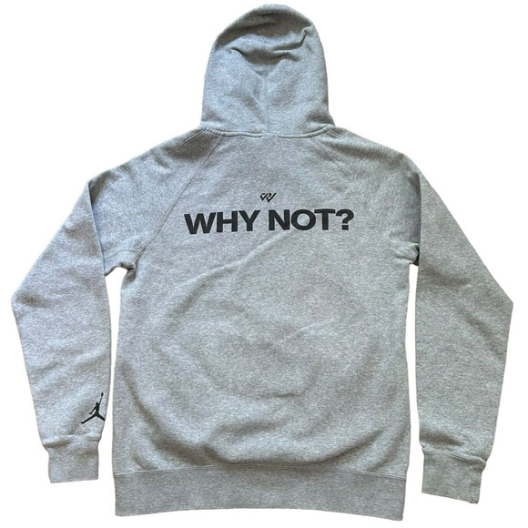 Jordan "Why Not?" Hoodie Mens Medium Ash Gray Stamped Aglet Ties EUC Michael - Picture 2 of 9